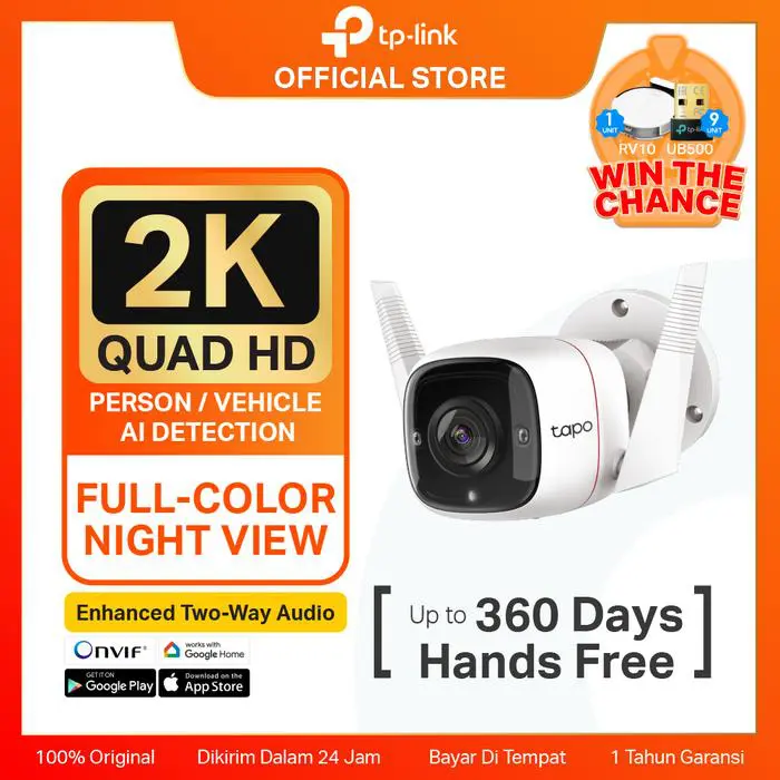 TP-Link Tapo C320WS | CCTV WiFI | IP Kamera Outdoor |  2K QHD | Full Color Camera | Tahan Air Wireless - Image 2