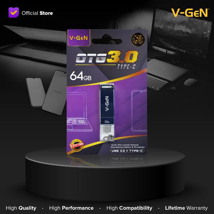cb6783475d474ee6aa3cc4974138bfee.jpeg FLASDISK OTG TYPE-C 64GB V-GEN Flashdisk Komputer Storage - Image 1