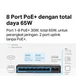 TP-Link | Mercusys MS110P 10-Port 10/100Mbps Desktop Switch with 8-Port PoE+ Metal - Image 4