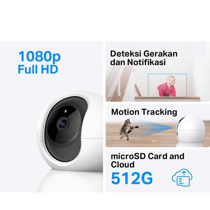 TP-Link Tapo TC70 | 1080P Kamera CCTV | PTZ IP WiFi Camera | HD | Indoor | Security Video | AI Detection | Wireless Smart - Image 3