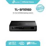 TP-Link TL-SF1016D | 16-Port Desktop Switch | 10/100mbps RJ45 Port | Unmanaged Switch | Plug & Play Kabel