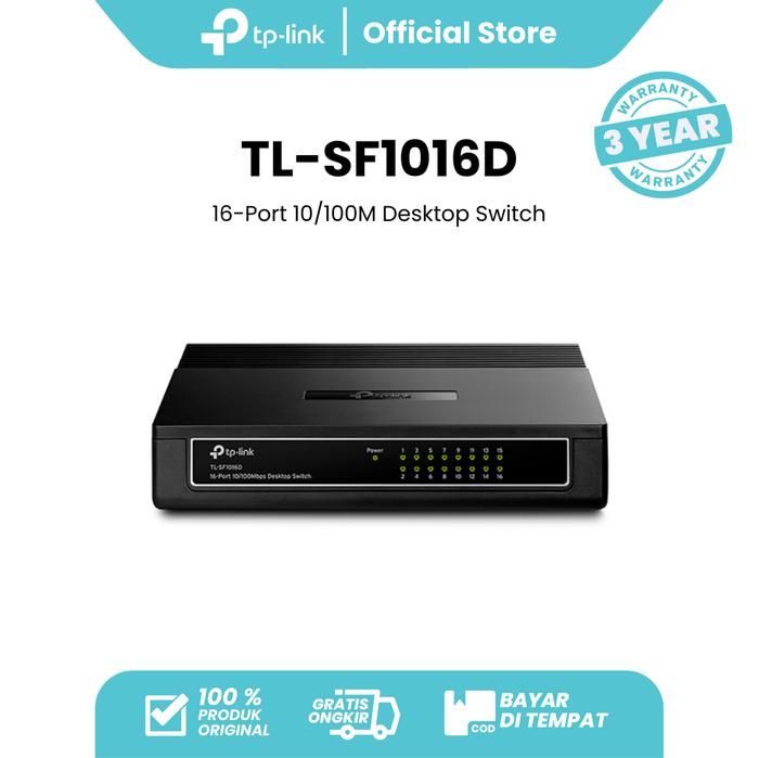 d576560a-a461-4e7e-ad81-e9ea7c474e8b.jpg TP-Link TL-SF1016D | 16-Port Desktop Switch | 10/100mbps RJ45 Port | Unmanaged Switch | Plug & Play Kabel - Image 1