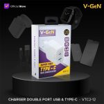 V-GEN Travel Charger 1 USB + 1 PD USB Type-C Port VTC2-12 VGEN - Image 3