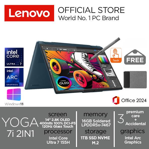 58b58146-2f5e-4dfb-939f-0d0d7c5cdfc2.jpg Lenovo Yoga 7i 2IN1 Ultra 7 155H 1TB SSD 16GB 2.8K OLED 120Hz 100%sRGB Touch Win11+OHS - Image 1