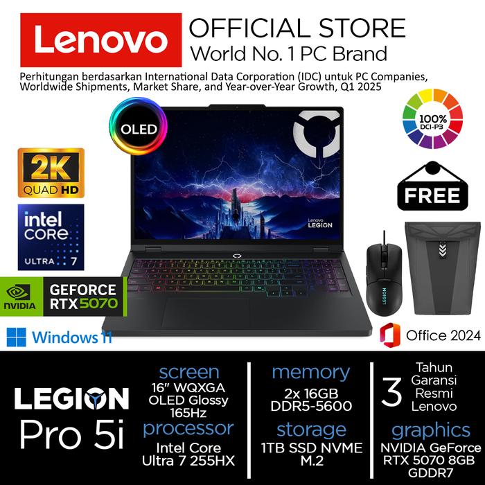 73fbe02edb85481286ec6fd82e412883.jpeg Lenovo Legion Pro 5i Ultra 7 255HX RTX5070 1TB SSD 32GB WQXGA OLED 100%sRGB 165Hz Win11+OHS - Image 1