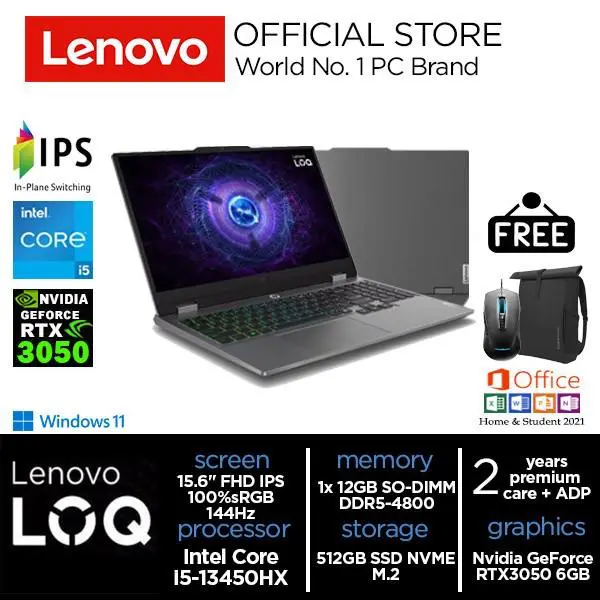 Lenovo LOQ Gaming i5-13450HX RTX3050 512GB SSD 12GB 144Hz IPS Win11 - Image 2