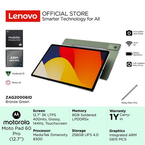 fdc4bf2571ab4d0db30cb9c93df598d7.jpeg Motopad 60 Pro - 8GB/256GB - Dimensity 8300 - 12.7 inch - 3K 400nits 144Hz - JBL with Dolby Atmos - 10200mAh - Image 1