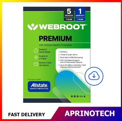 Webroot Premium with Allstate Identity Protection 5 Devices 1 Year Webroot Premium with Allstate Identity Protection 5 Devices 1 Year - Image 1